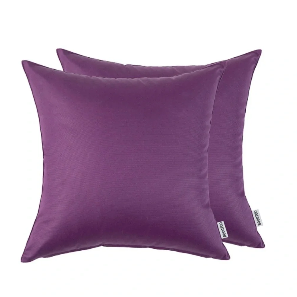 Luxury Home | Set of 2 Plum Purple Outdoor Water Resistant Throw Pillow Covers